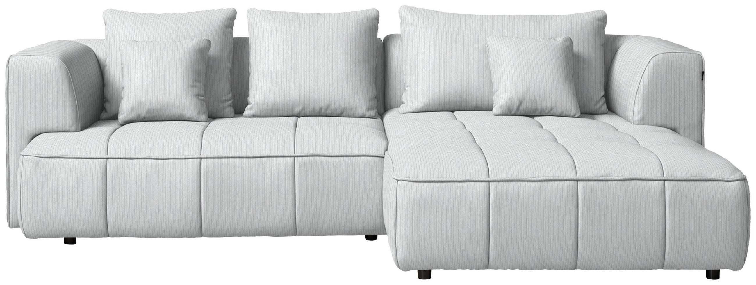 ECKSOFA Feincord Silberfarben  - Silberfarben/Schwarz, Design, Kunststoff/Textil (288/188cm) - Welnova