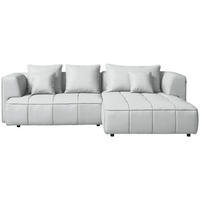 ECKSOFA Feincord Silberfarben  - Silberfarben/Schwarz, Design, Kunststoff/Textil (288/188cm) - Welnova