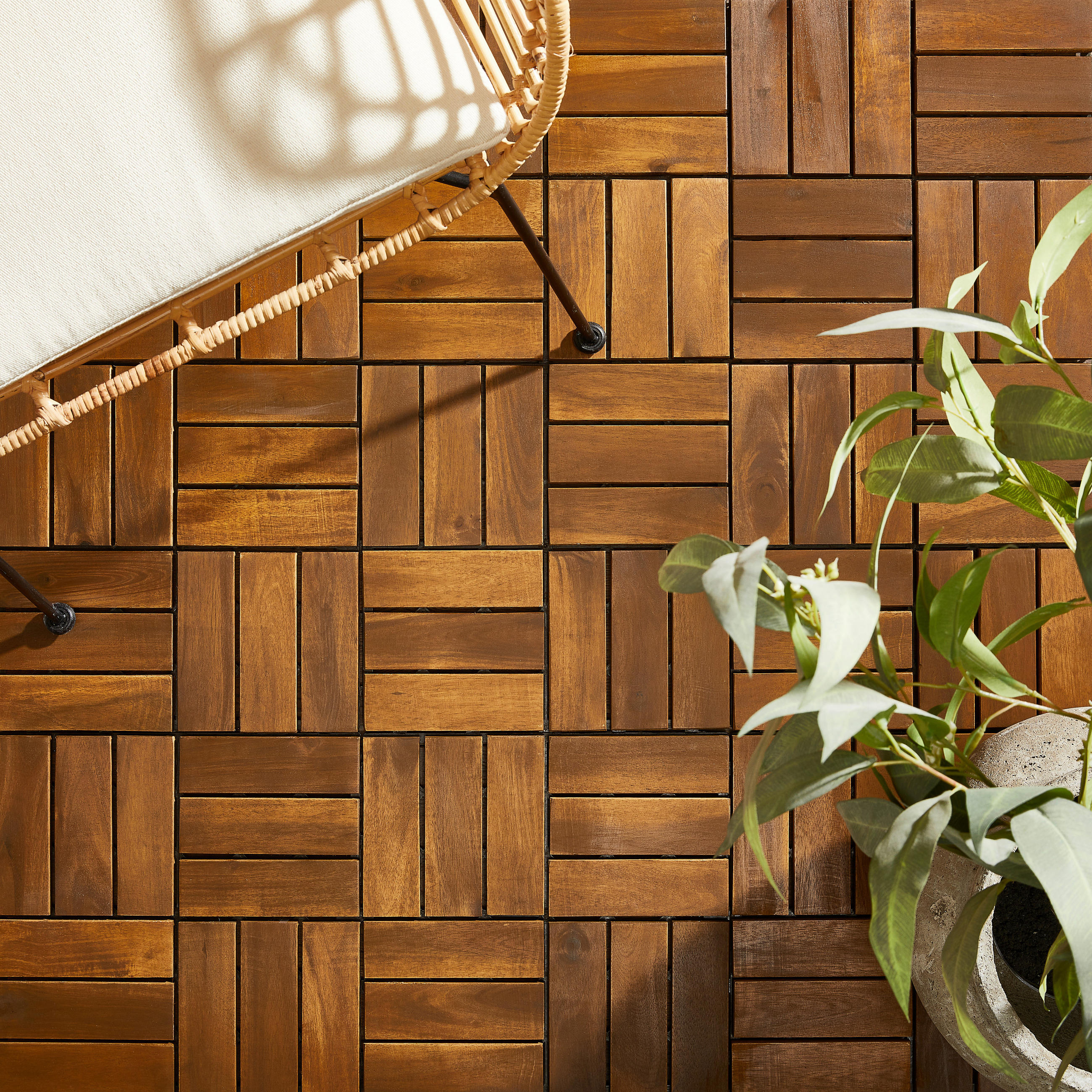 TERRASSENFLIESE 10 Stück  - Dunkelbraun/Schwarz, MODERN, Holz/Kunststoff (30/30/2,4cm) - Ambia Garden