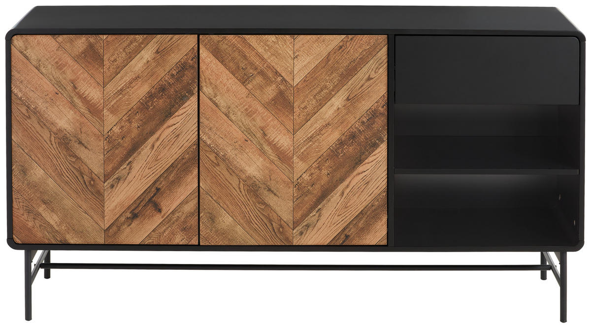 SIDEBOARD  in 160/82/40 cm  - Eichefarben/Schwarz, MODERN, Holzwerkstoff/Metall (160/82/40cm) - MID.YOU