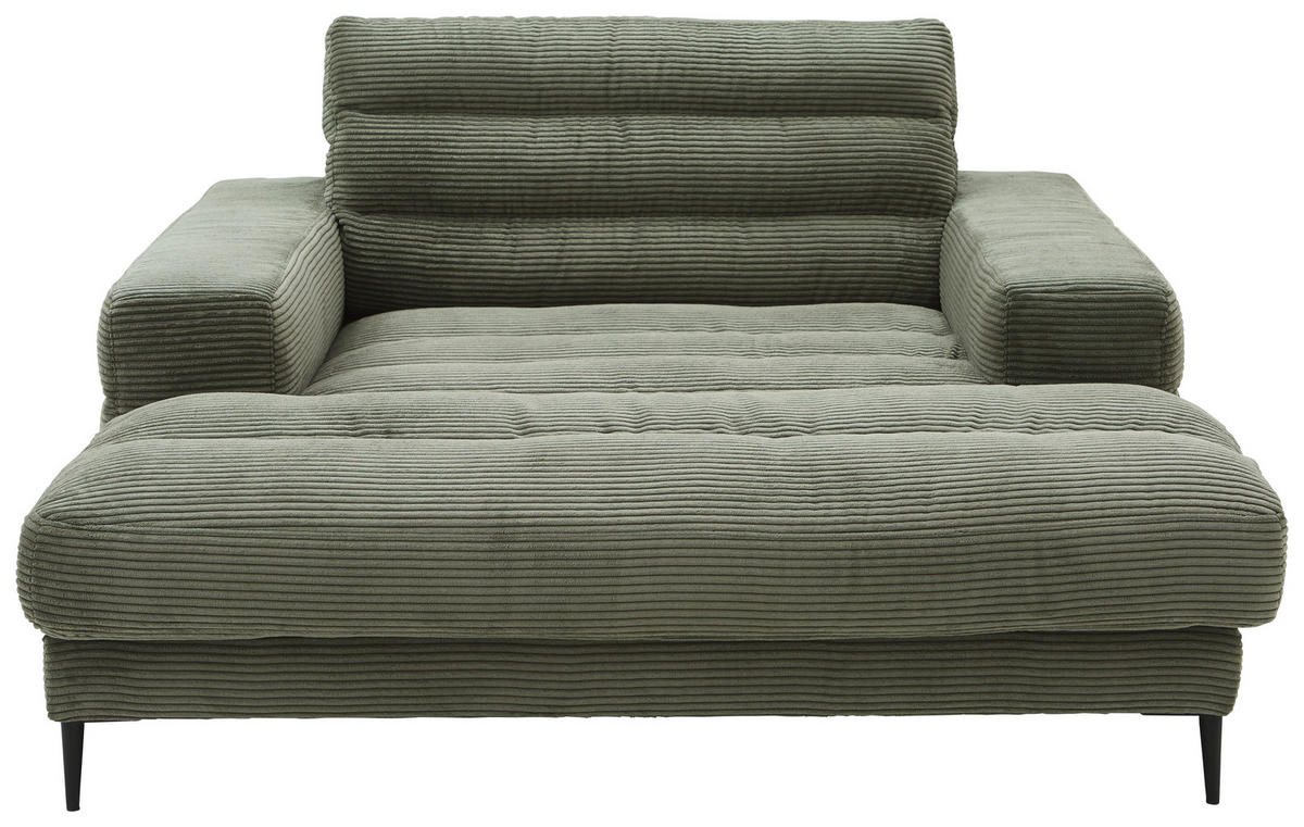 RÉCAMIERE Grün Cord  inkl. Rücken echt  - Schwarz/Grün, Design, Textil/Metall (150/83/177cm) - Dieter Knoll