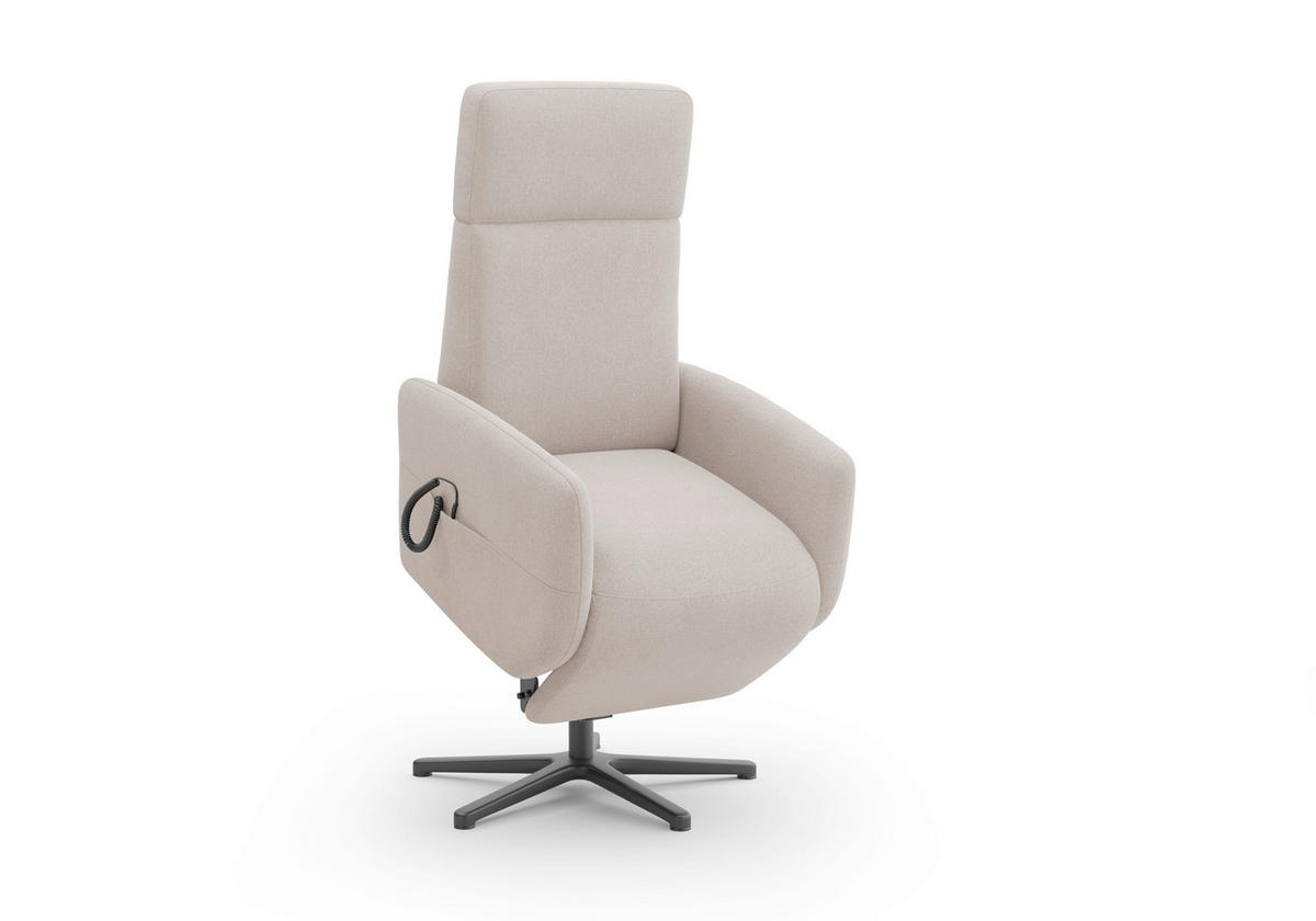 RELAXSESSEL Flachgewebe Aufstehhilfe    - Greige/Schwarz, KONVENTIONELL, Textil/Metall (71/110/82cm) - Sit & More