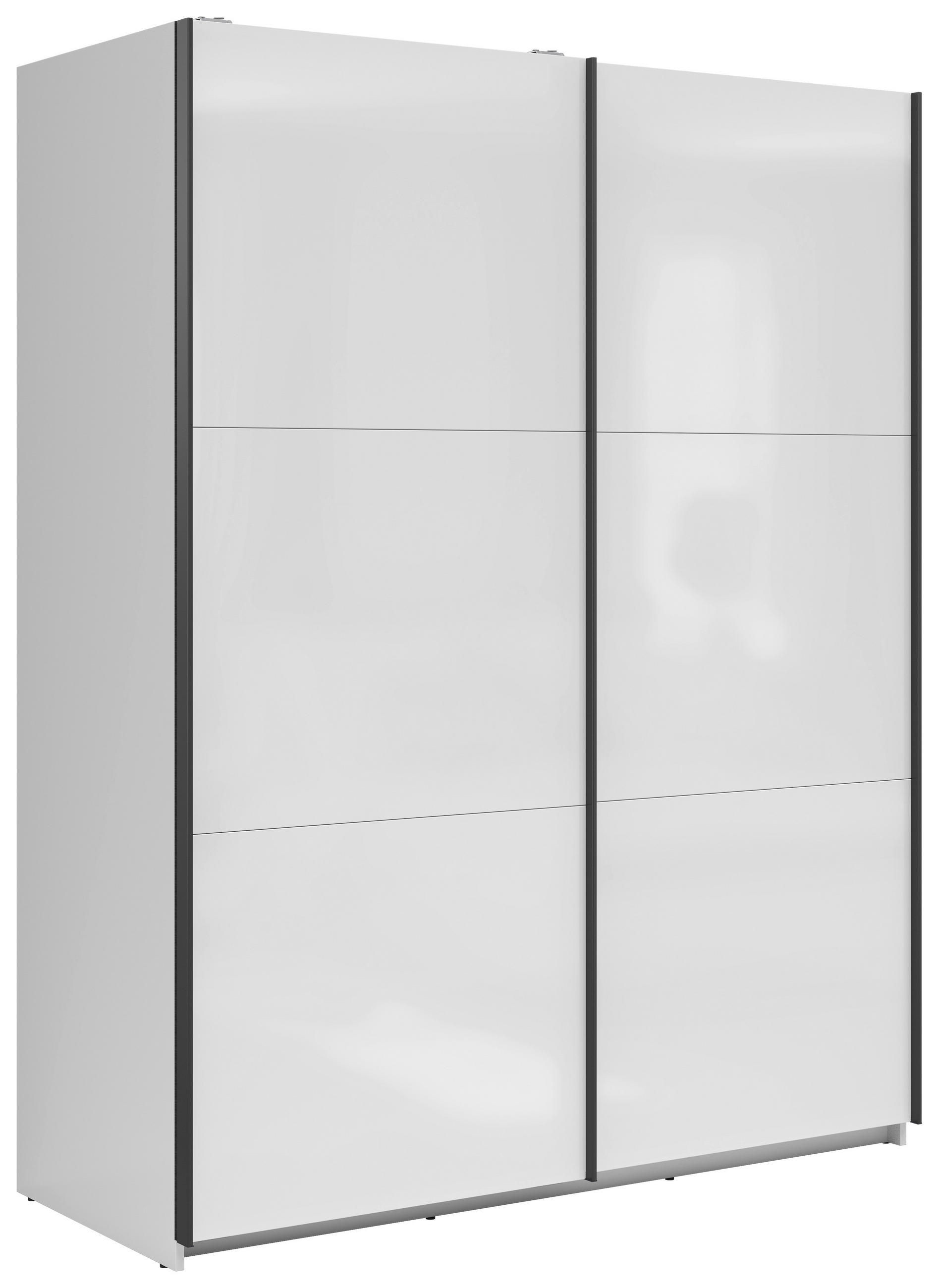 SCHWEBETÜRENSCHRANK 153,5/195,5/60 cm 2-türig Weiß Hochglanz  - Weiß Hochglanz/Anthrazit, MODERN, Holzwerkstoff/Metall (153,5/195,5/60cm) - MID.YOU