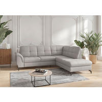 ECKSOFA in Vliesstoff Kombination Echtleder/Stoff Hellgrau  244/212 cm  - Hellgrau/Schwarz, MODERN, Leder/Textil (244/212cm) - Sit & More