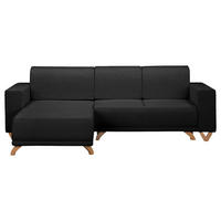 ECKSOFA Bella Schwarz Textilgeflecht  - Wengefarben/Schwarz, Design, Holz/Textil (257/174cm) - Livetastic