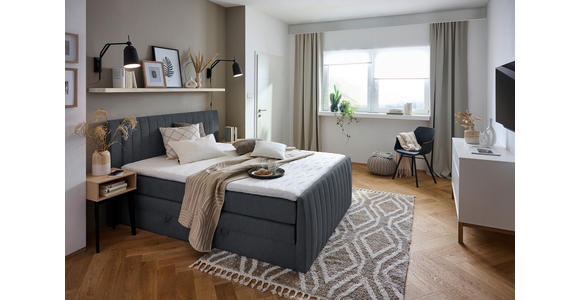 BOXSPRINGBETT 180/200 cm  in Dunkelgrau  - Dunkelgrau/Schwarz, KONVENTIONELL, Kunststoff/Textil (180/200cm) - Carryhome