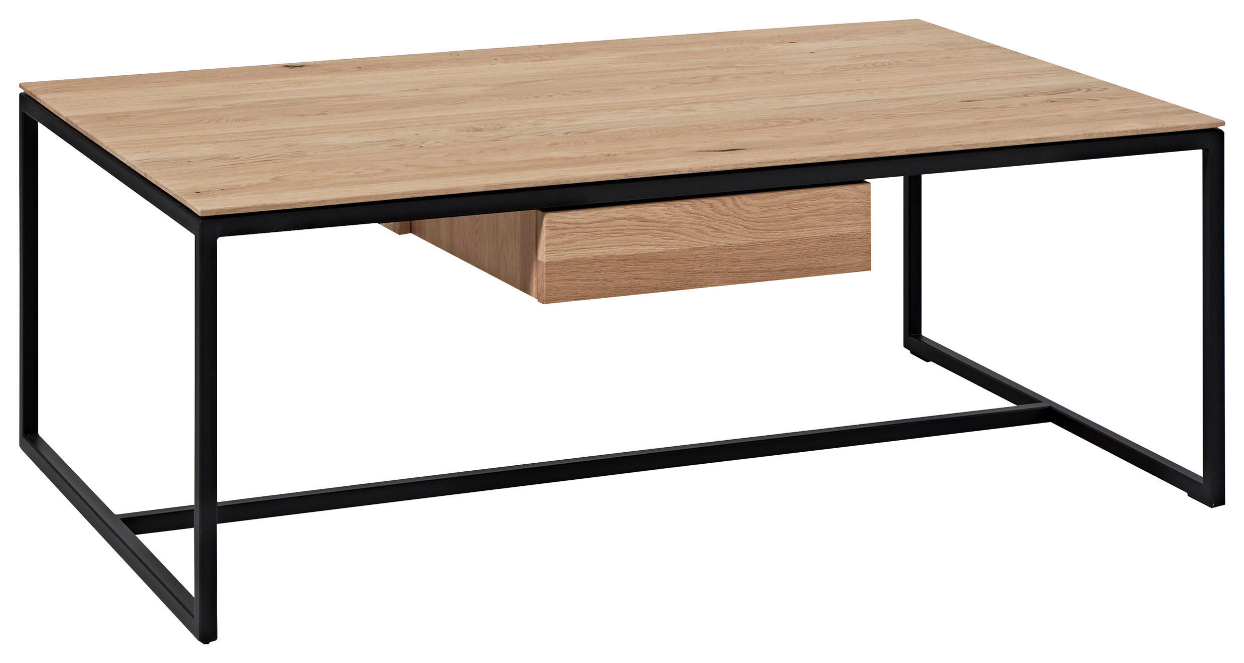 COUCHTISCH Holz, Metall 100/60/43 cm  - Wildeiche/Schwarz, Design, Holz/Metall (100/60/43cm) - Dieter Knoll