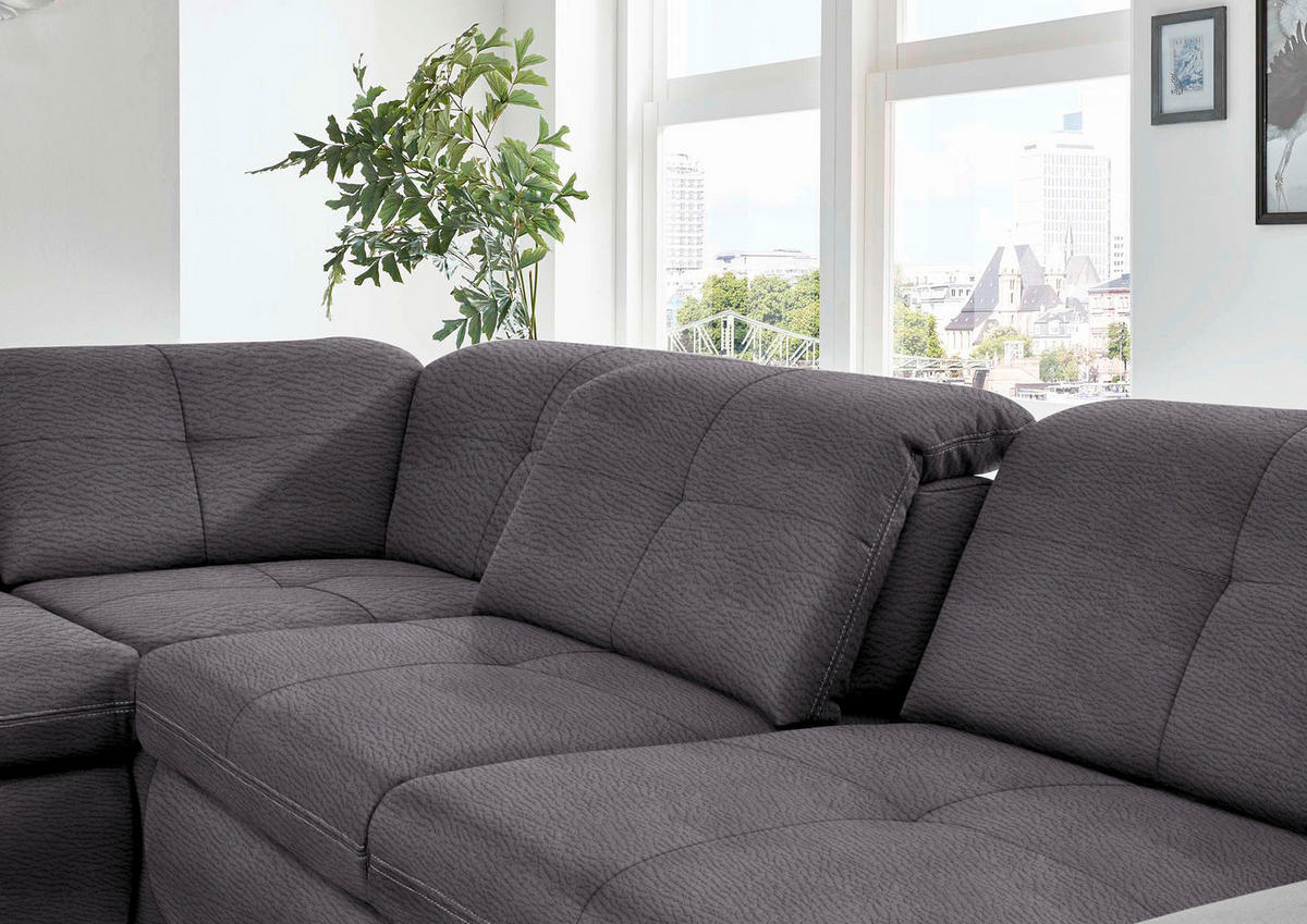 ECKSOFA in Mikrofaser Grau  260/320 cm  - Silberfarben/Grau, Design, Textil/Metall (260/320cm) - Beldomo Speed