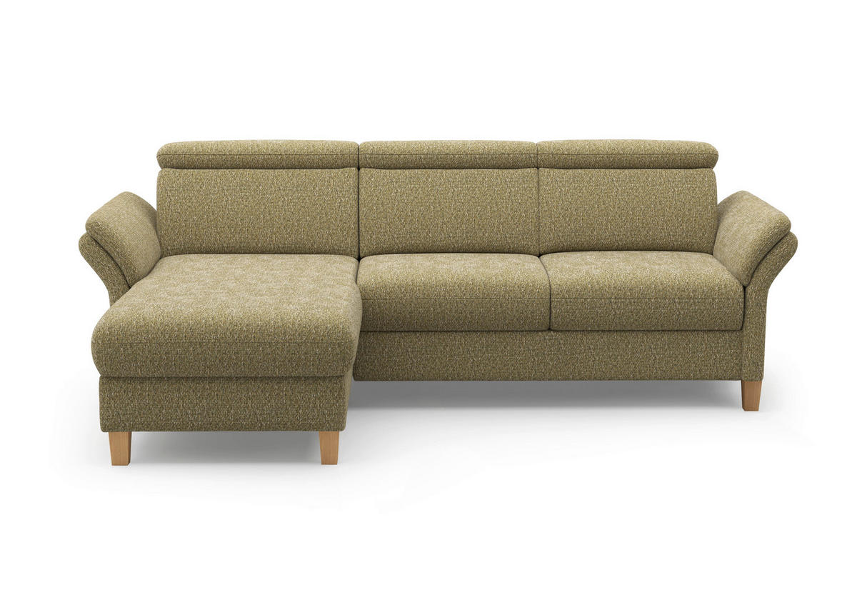 ECKSOFA GLENDALE E Olivgrün Chenille  - Eichefarben/Olivgrün, KONVENTIONELL, Holz/Textil (166/253cm) - Sit & More