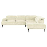 ECKSOFA Creme Chenille Kopfteilverstellung, Sitztiefenverstellung  - Creme/Schwarz, Design, Textil/Metall (307/243cm) - Xora