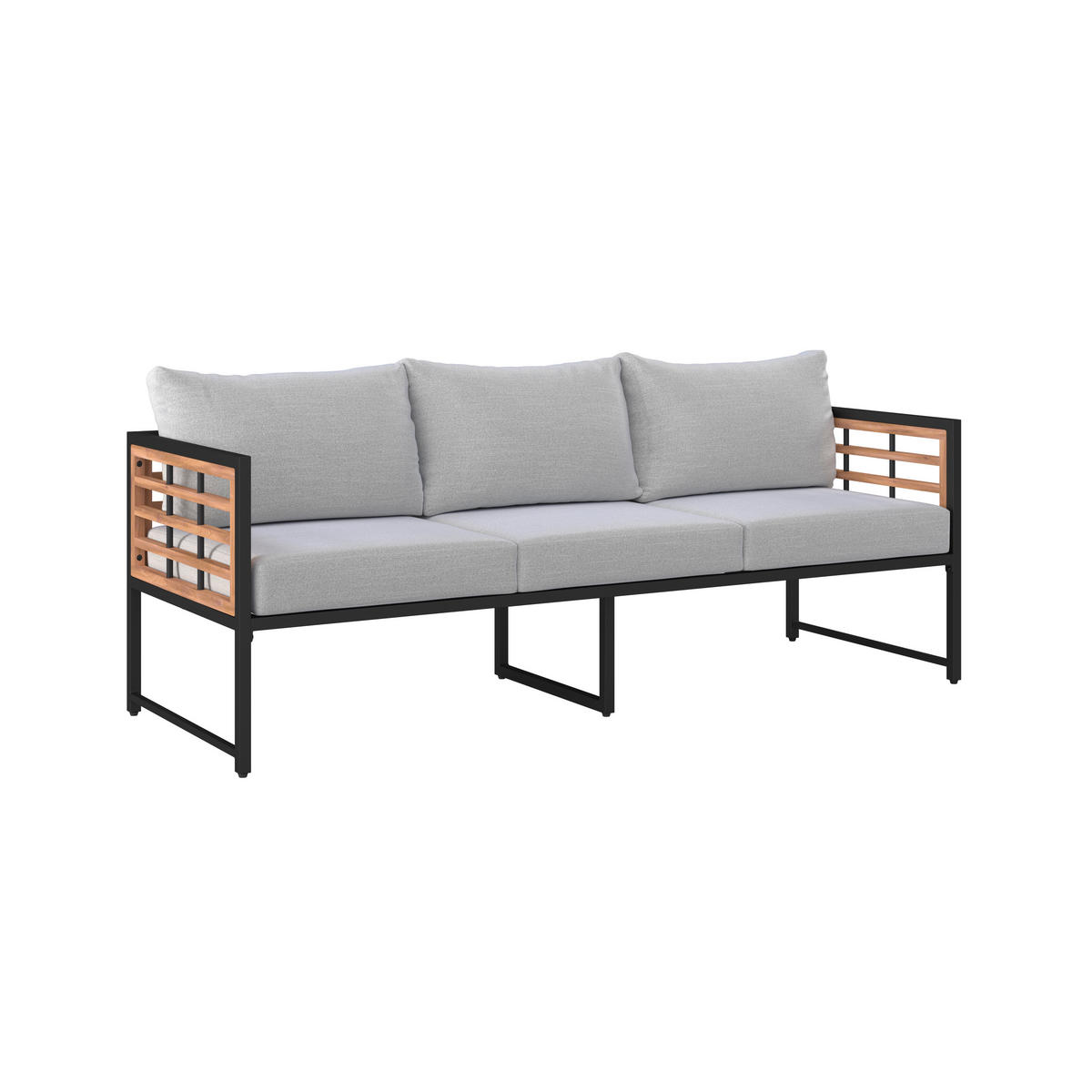 LOUNGESOFA  - Schwarz/Naturfarben, MODERN, Holz/Textil (185/67,5/63,5cm) - Ambia Garden