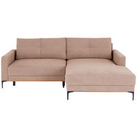 ECKSOFA in Rosa  - Schwarz/Rosa, Modern, Textil/Metall (238/162cm) - Ondega