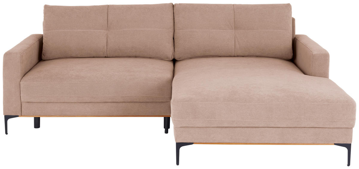 ECKSOFA in Rosa  - Schwarz/Rosa, Modern, Textil/Metall (238/162cm) - Ondega