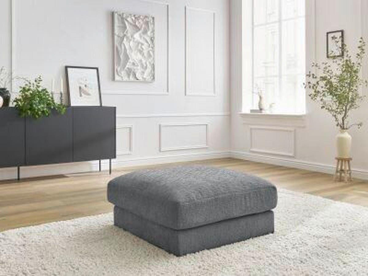 HOCKER LEONARD Struktur Dunkelgrau  - Dunkelgrau/Schwarz, MODERN, Kunststoff/Textil (86/43/86cm)