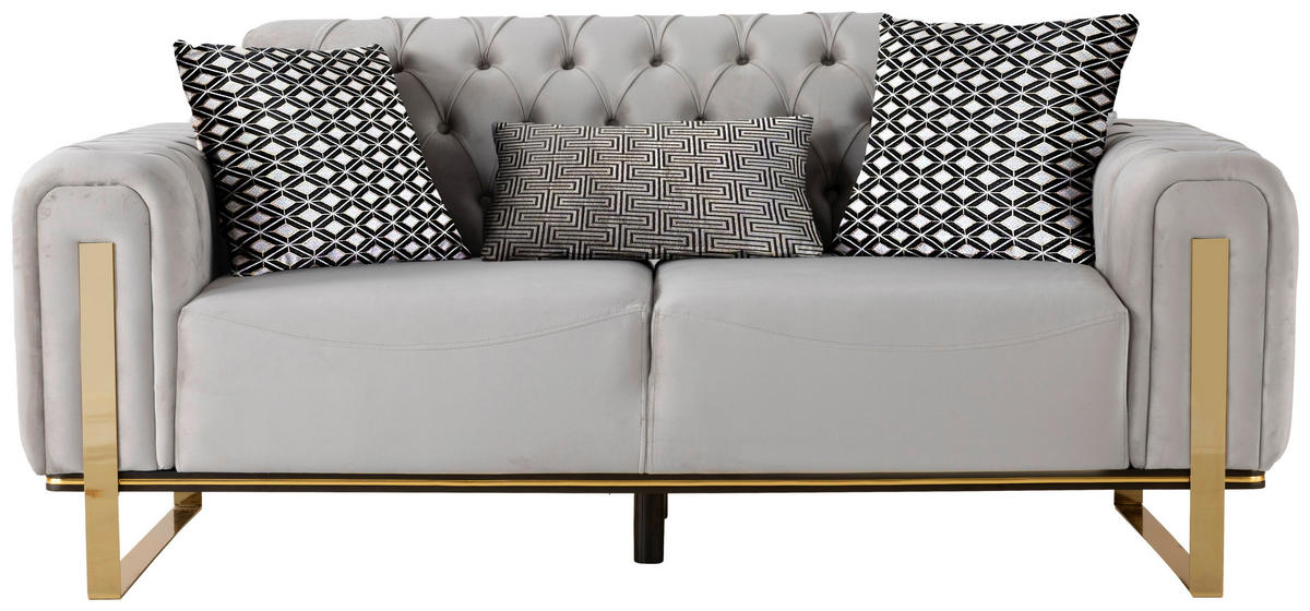 2-SITZER-SOFA Samt Beige  - Beige/Goldfarben, Design, Textil (187/94/84,5cm) - Livetastic