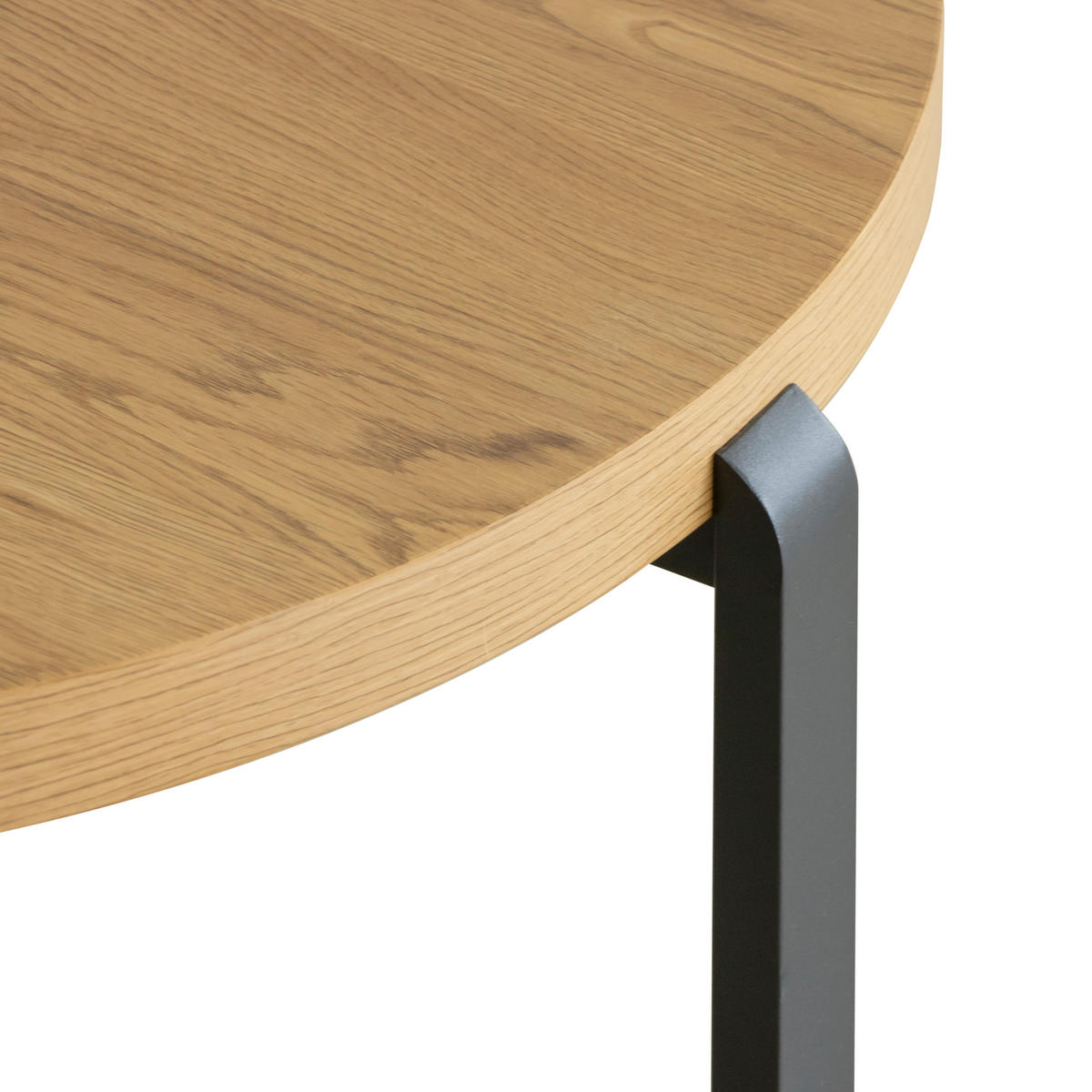 COUCHTISCHSET 80/80/38 cm rund Schwarz, Eichefarben  - Eichefarben/Schwarz, Design, Holzwerkstoff/Metall (80/80/38cm) - Carryhome