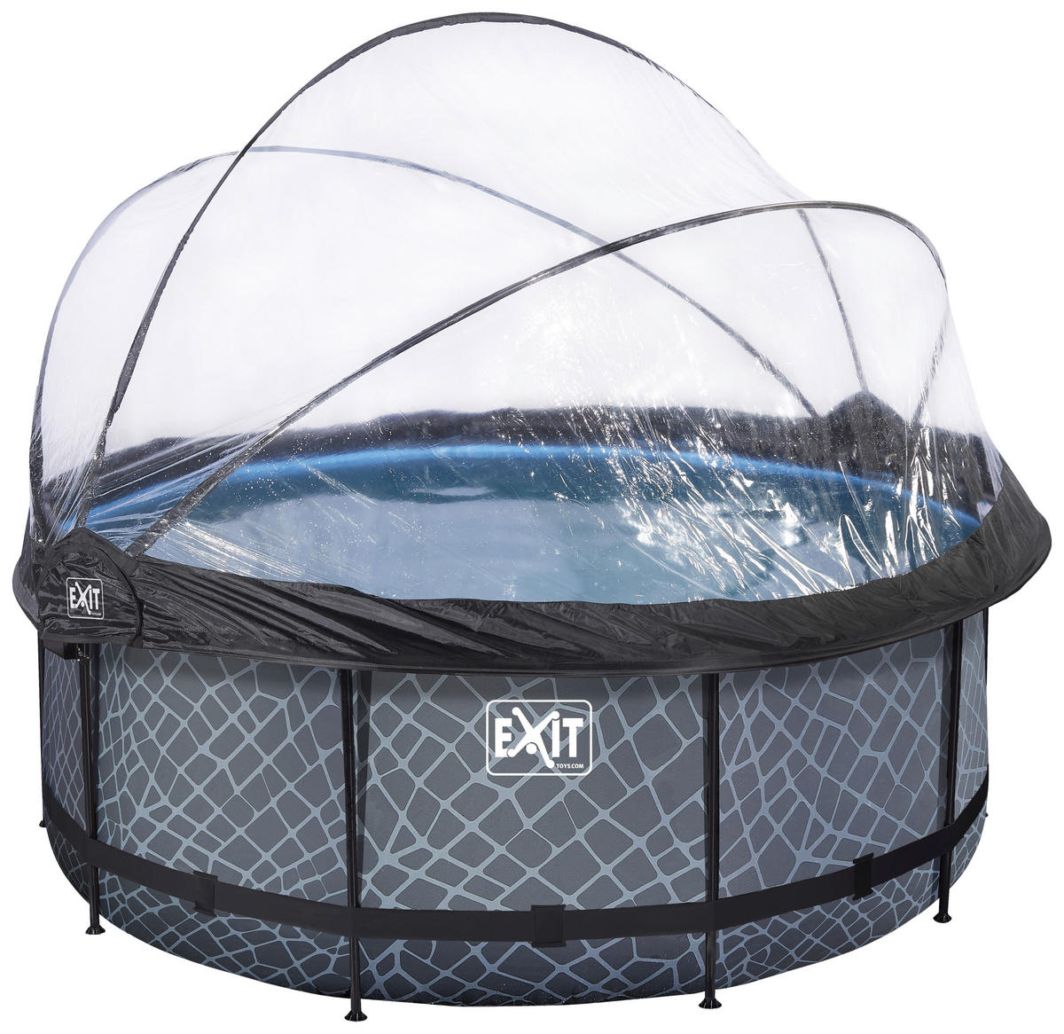 POOL-SET STONE 360/122 cm  - Grau, KONVENTIONELL, Metall (360/122cm) - EXIT Toys