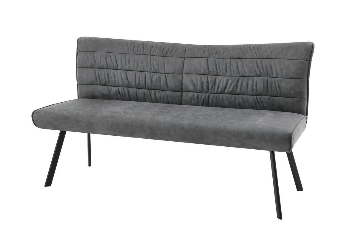 STUHL-SET  in Stahl Mikrofaser  - Anthrazit, MODERN, Textil/Metall (161/90/63cm) - MID.YOU