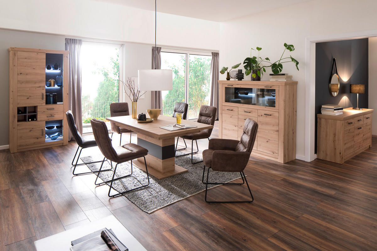 ESSTISCH in Holzwerkstoff 180-280/100/77 cm  - Eichefarben/Anthrazit, Design, Holzwerkstoff (180-280/100/77cm) - Livetastic