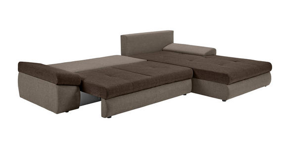 ECKSOFA Braun, Hellbraun Webstoff  - Hellbraun/Schwarz, Design, Kunststoff/Textil (313/215cm) - Carryhome