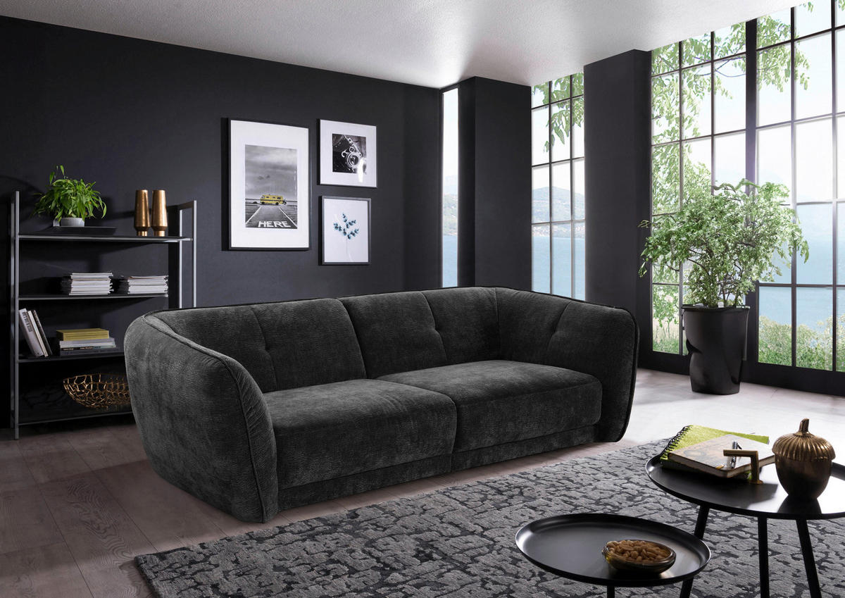 BIGSOFA in Chenille Anthrazit  - Anthrazit/Schwarz, Konventionell, Kunststoff/Textil (290/86/121cm) - Sit & More