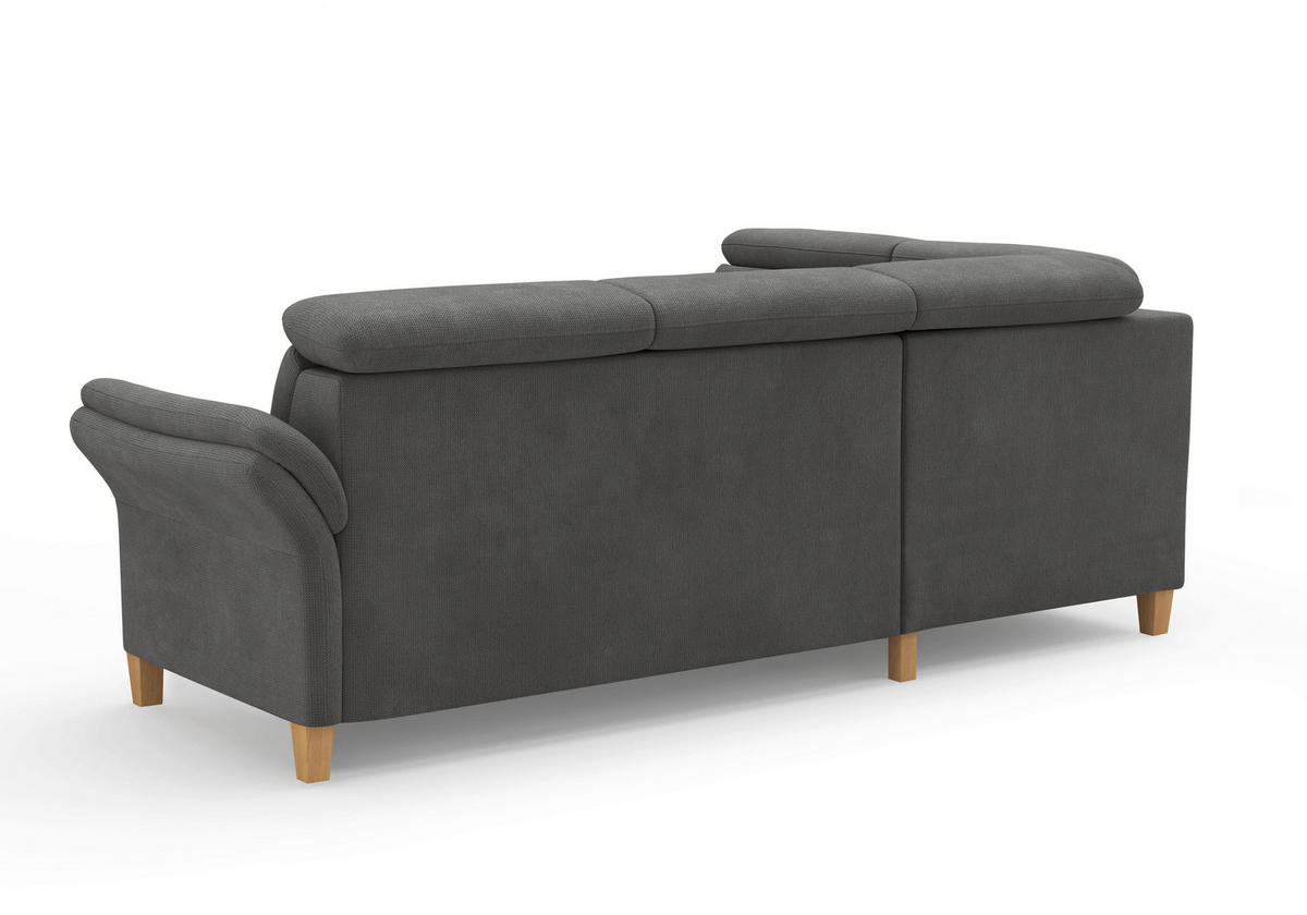 ECKSOFA GLENDALE E Grau Flachgewebe  - Eichefarben/Grau, KONVENTIONELL, Holz/Textil (193/247cm) - Sit & More