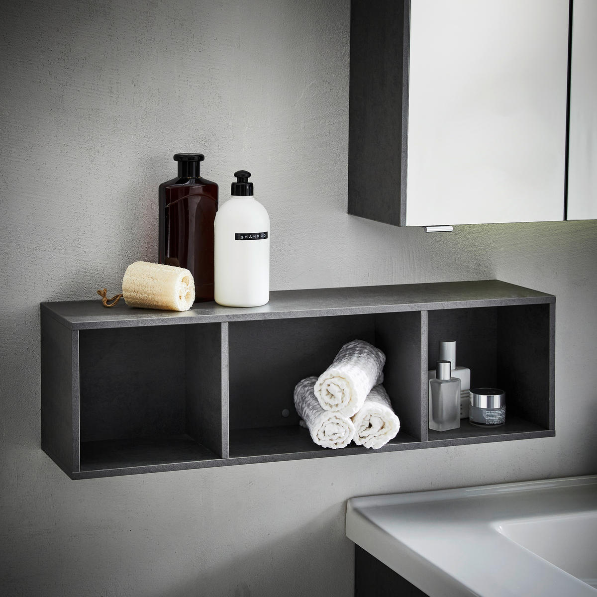 BADEZIMMER  in 91 cm  - Weiss/Eichefarben, Konventionell, Glas/Keramik (91cm) - Dieter Knoll