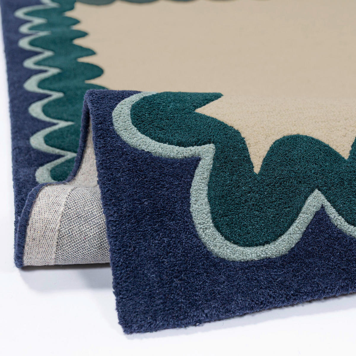 WOLLTEPPICH 160/230 cm Wiggle Petrol rechteckig  - Petrol, Basics, Textil (160/230cm) - Flair Rugs