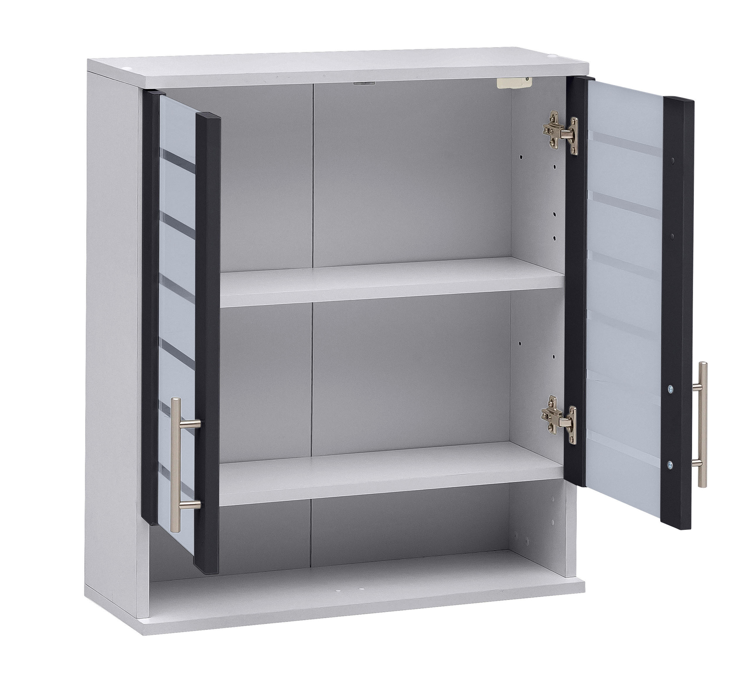 Thumbnail - Mid.you Hängeschrank Niko, Anthrazit, Silber, Metall, 2 Fächer, 59.8x70.8x20.5 cm, Made in Germany, hängend, Badezimmer,...