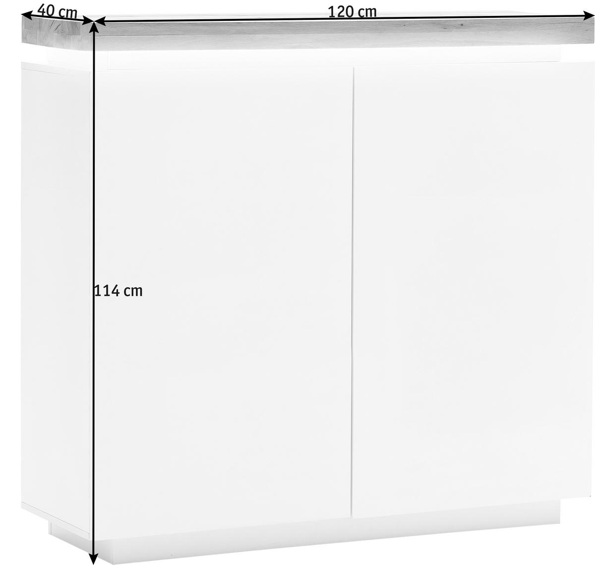 KOMMODE 120/114/40 cm  in Weiß, Eichefarben  - Eichefarben/Weiß, Design, Holz/Holzwerkstoff (120/114/40cm)