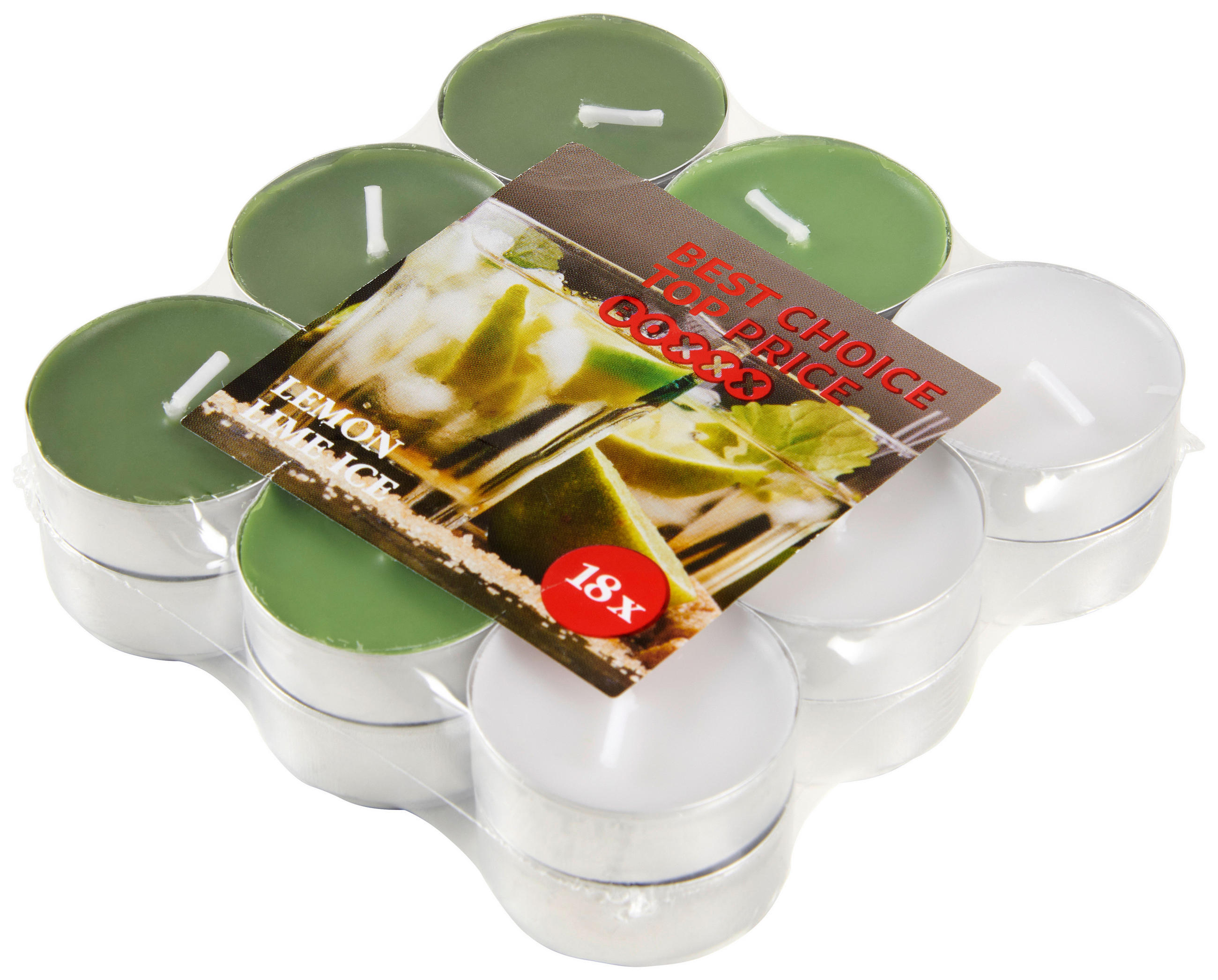 SET ČAJNIH SVEĆICA  zelena, bela, tamnozelena  - zelena/bela, Osnovno, metal (3cm) - Boxxx