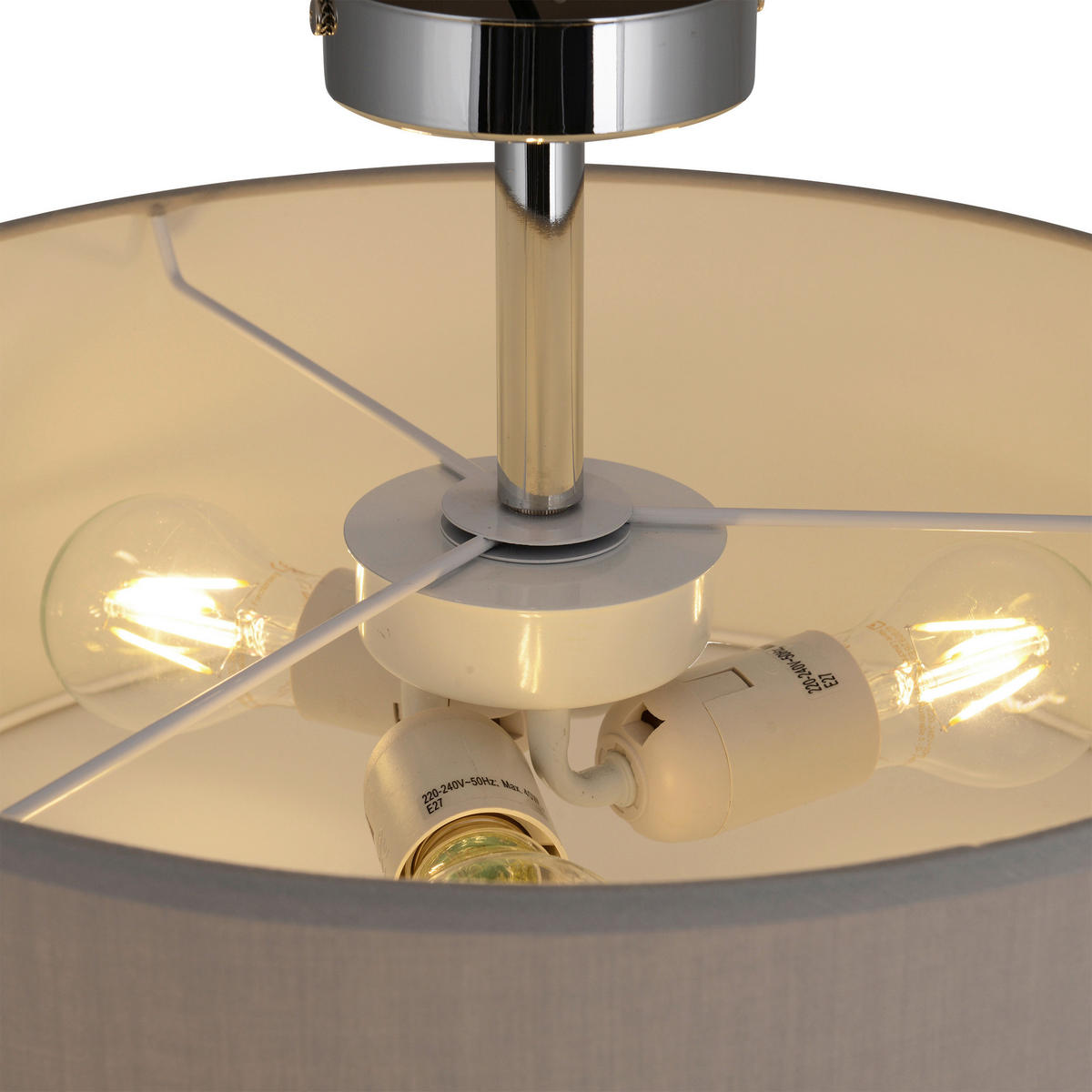 DECKENLEUCHTE 40/24 cm   - Grau, Design, Textil/Metall (40/24cm) - Näve