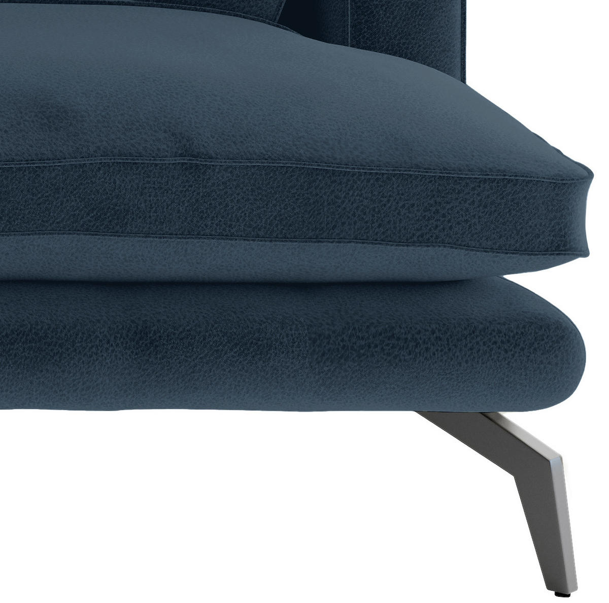 ECKSOFA in Flachgewebe Dunkelblau  - Schwarz/Dunkelblau, Design, Textil/Metall (250/202cm) - Livetastic