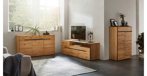 SIDEBOARD Wildeiche furniert, teilmassiv Anthrazit, Eichefarben - Eichefarben/Anthrazit, KONVENTIONELL, Holz/Holzwerkstoff (152/84/38cm) - Linea Natura