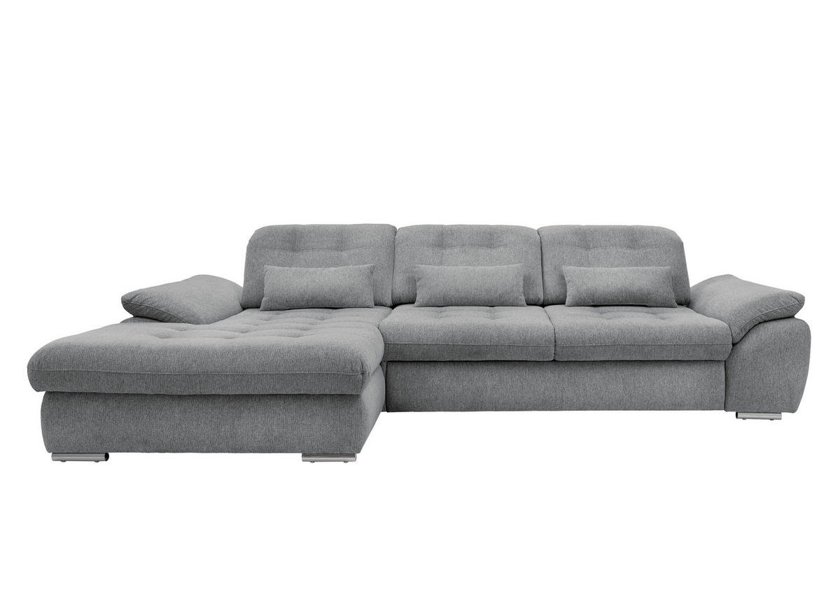 ECKSOFA in Chenille Silberfarben  - Chromfarben/Anthrazit, Modern, Textil/Metall (184/314cm) - Livetastic