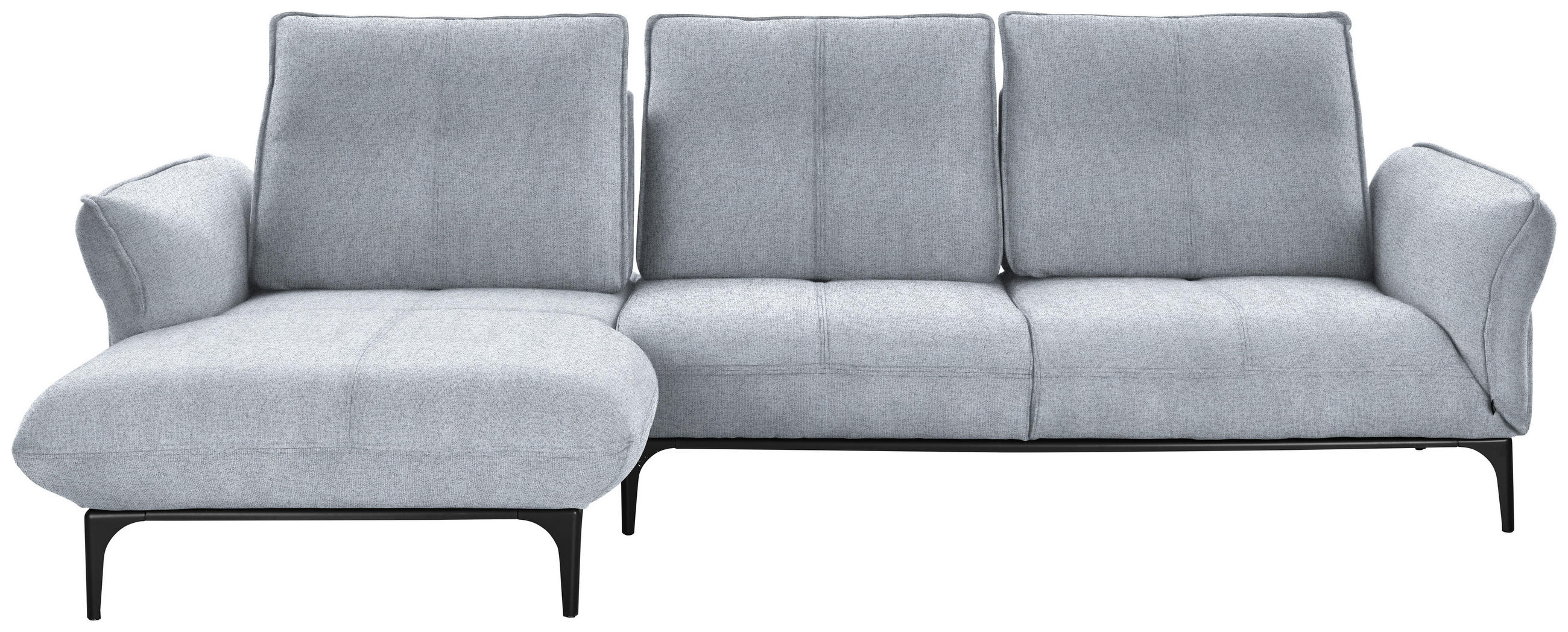 ECKSOFA in Webstoff Hellgrau  - Hellgrau/Schwarz, Natur, Textil (182/277cm) - Valnatura