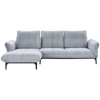 ECKSOFA in Webstoff Hellgrau  - Hellgrau/Schwarz, Natur, Textil (182/277cm) - Valnatura
