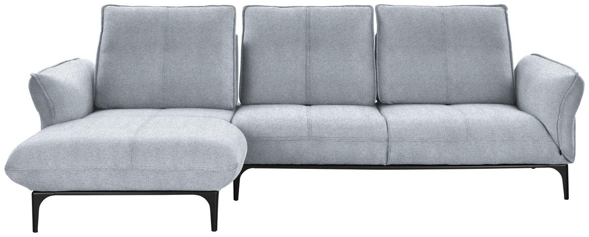 ECKSOFA in Webstoff Hellgrau  - Hellgrau/Schwarz, Natur, Textil (182/277cm) - Valnatura