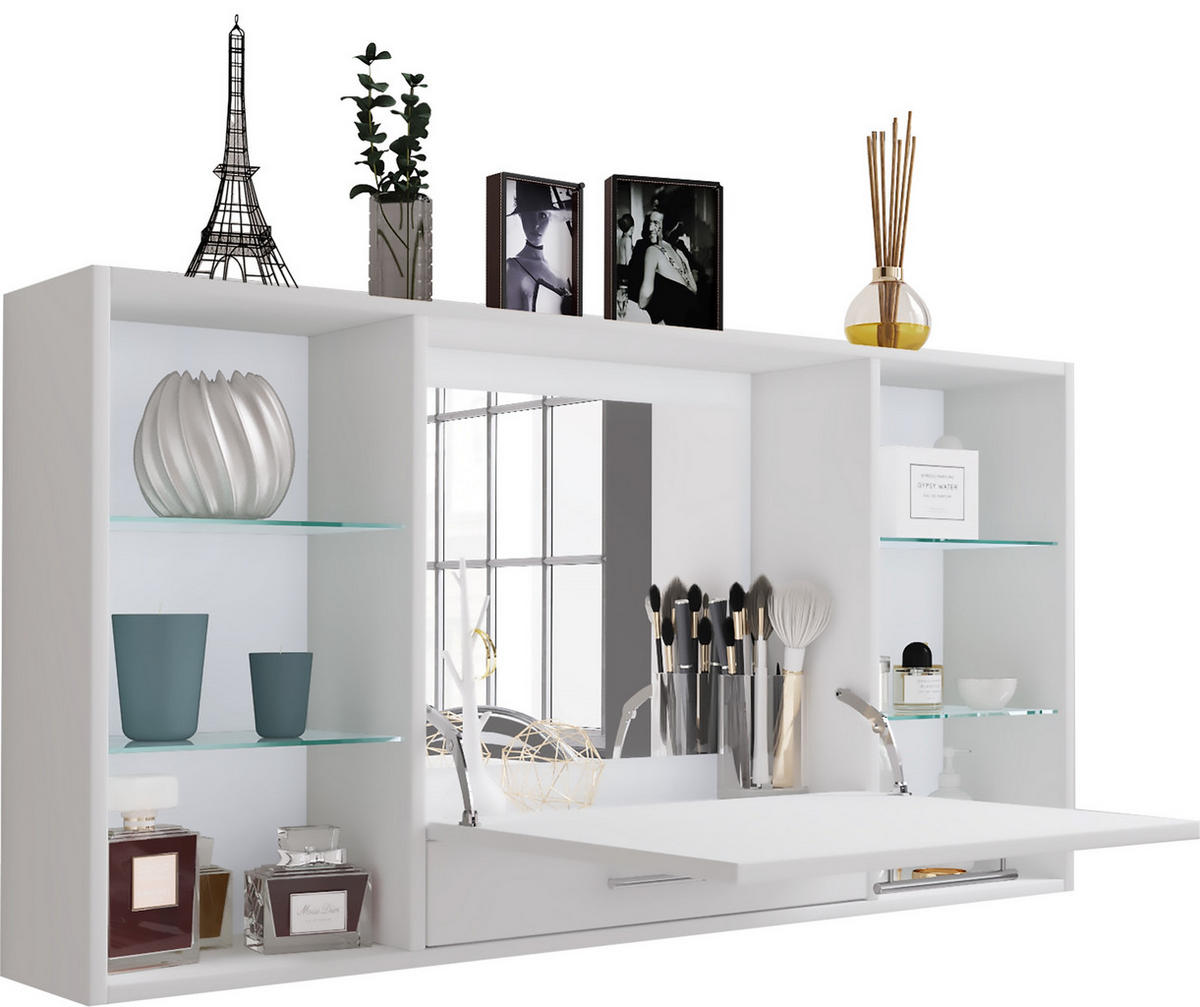 WANDREGAL  - Alufarben/Weiß, MODERN, Glas/Holzwerkstoff (115cm) - MID.YOU
