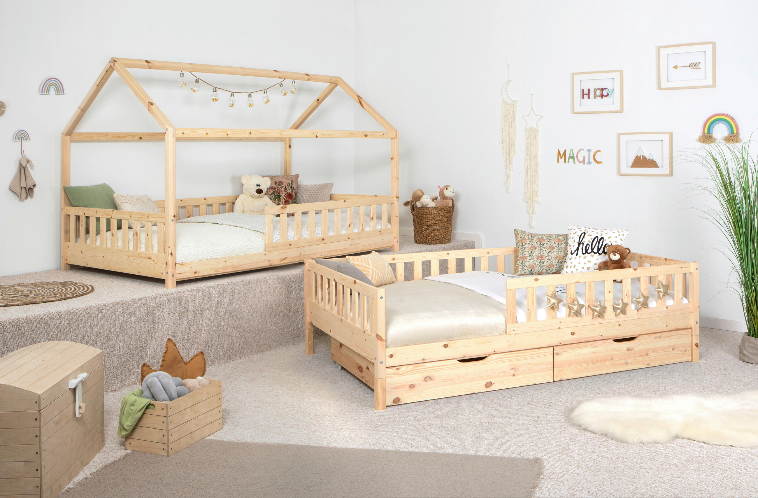 STAURAUMBETT 120/200 cm  in Naturfarben  - Naturfarben, MODERN, Holz (120/200cm) - MID.YOU