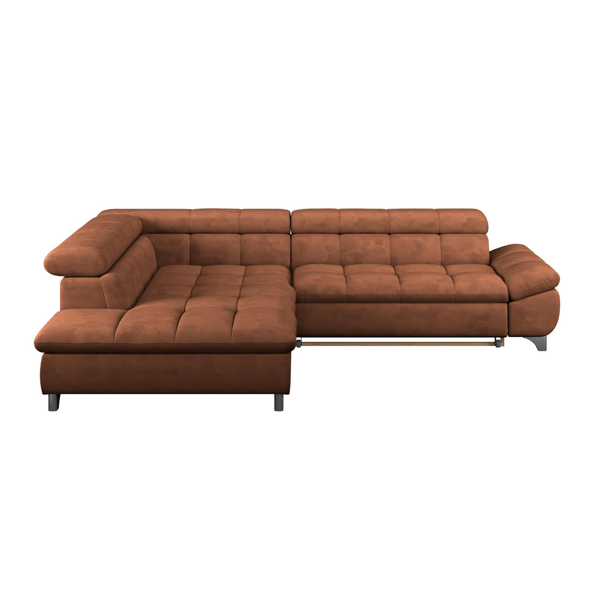 ECKSOFA Cognac Chenille  - Chromfarben/Cognac, KONVENTIONELL, Textil/Metall (234/312cm) - Livetastic