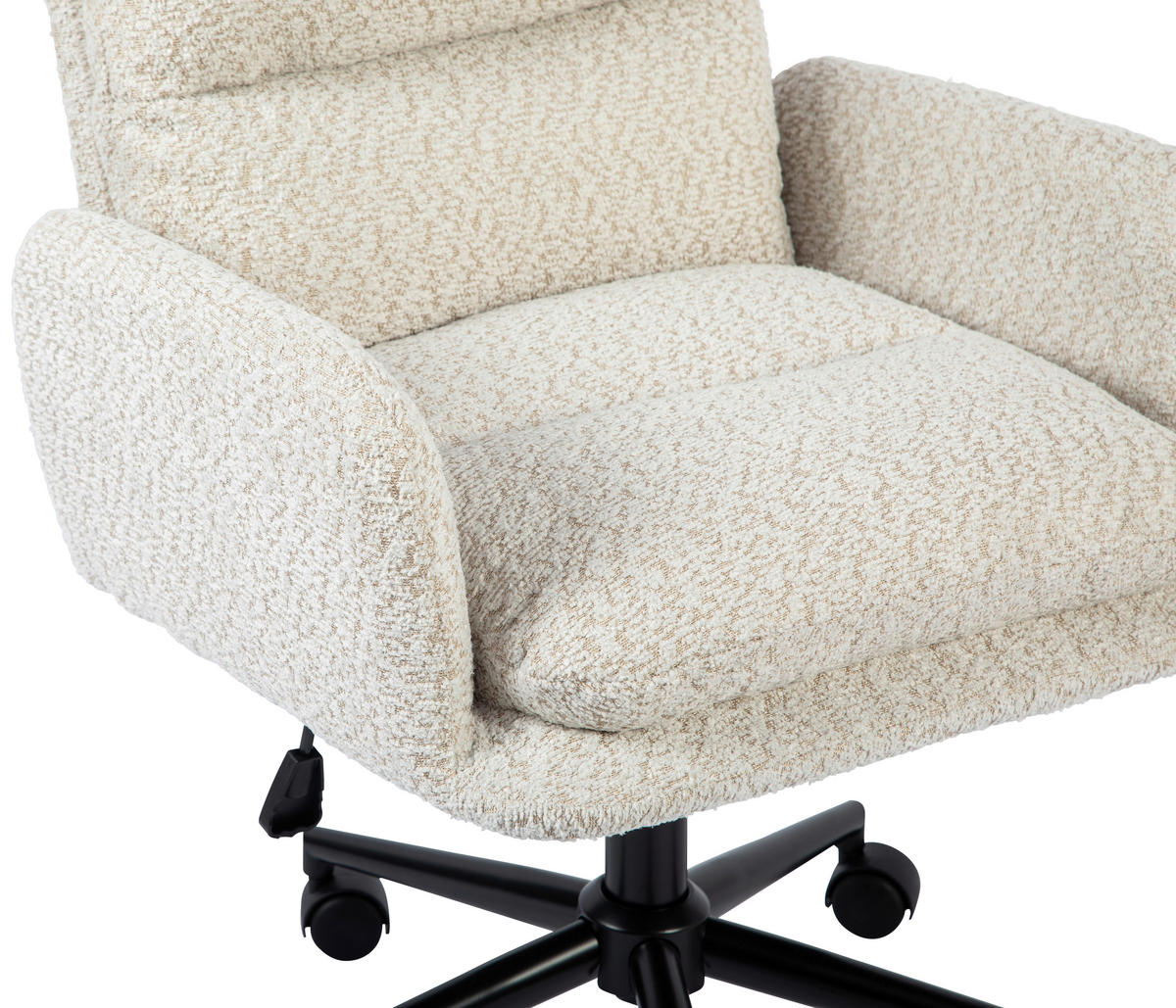 DREHSTUHL Bouclé Schwarz, Beige  - Beige/Schwarz, MODERN, Kunststoff/Textil (58/86/96/65cm) - MID.YOU