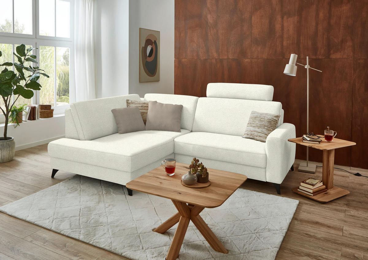 ECKSOFA  Chenille Creme  - Creme/Schwarz, Design, Textil/Metall (182/239cm) - Beldomo Comfort
