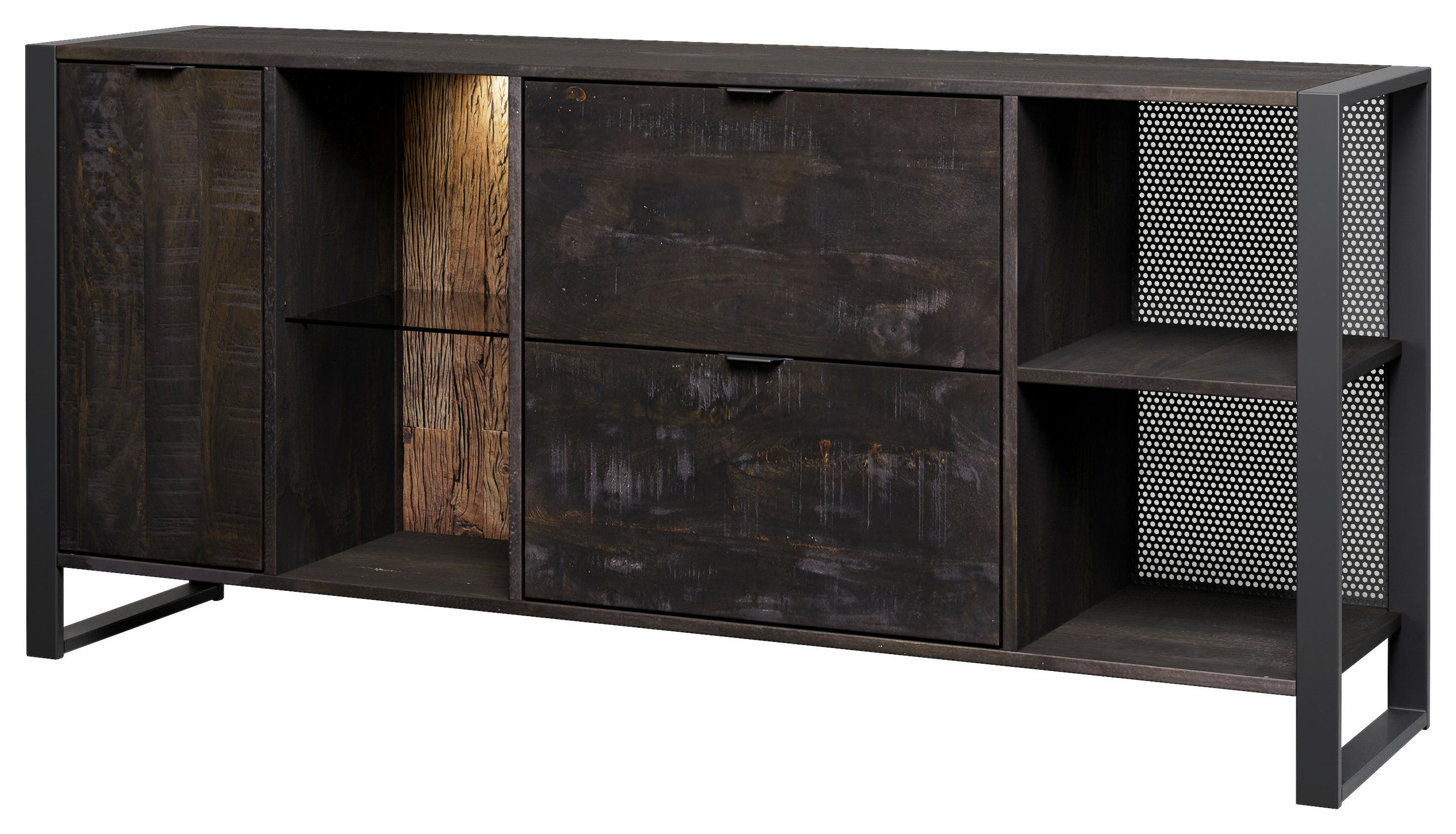 SIDEBOARD Stark Collection  in 180/82/40 cm  - Anthrazit/Schwarz, Basics, Glas/Holz (180/82/40cm) - Livetastic