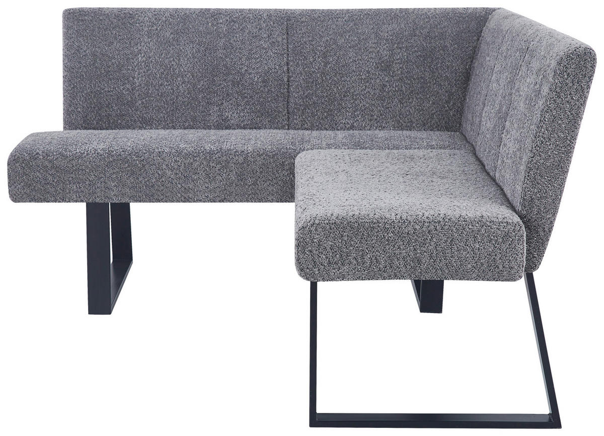 ECKBANK 130/160 cm Leinenoptik Grau   - Schwarz/Grau, KONVENTIONELL, Textil/Metall (130/160cm) - MID.YOU