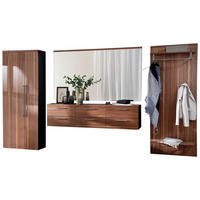 GARDEROBE 4-teilig  in 373/201/35 cm  - Anthrazit/Nussbaumfarben, Design, Glas/Holz (373/201/35cm) - Moderano