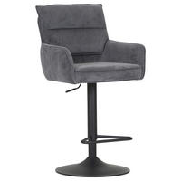 BARHOCKER Cord Anthrazit Stoffauswahl, Sitzfläche 360° drehbar  - Anthrazit/Schwarz, Design, Textil/Metall (54/98-120/58cm) - Novel