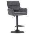BARHOCKER Cord Anthrazit Stoffauswahl, Sitzfläche 360° drehbar  - Anthrazit/Schwarz, Design, Textil/Metall (54/98-120/58cm) - Novel