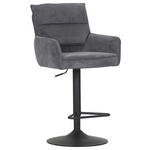 BARHOCKER Cord Anthrazit Stoffauswahl, Sitzfläche 360° drehbar  - Anthrazit/Schwarz, Design, Textil/Metall (54/98-120/58cm) - Novel