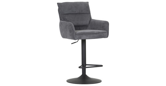 BARHOCKER Cord Anthrazit Stoffauswahl, Sitzfläche 360° drehbar  - Anthrazit/Schwarz, Design, Textil/Metall (54/98-120/58cm) - Novel